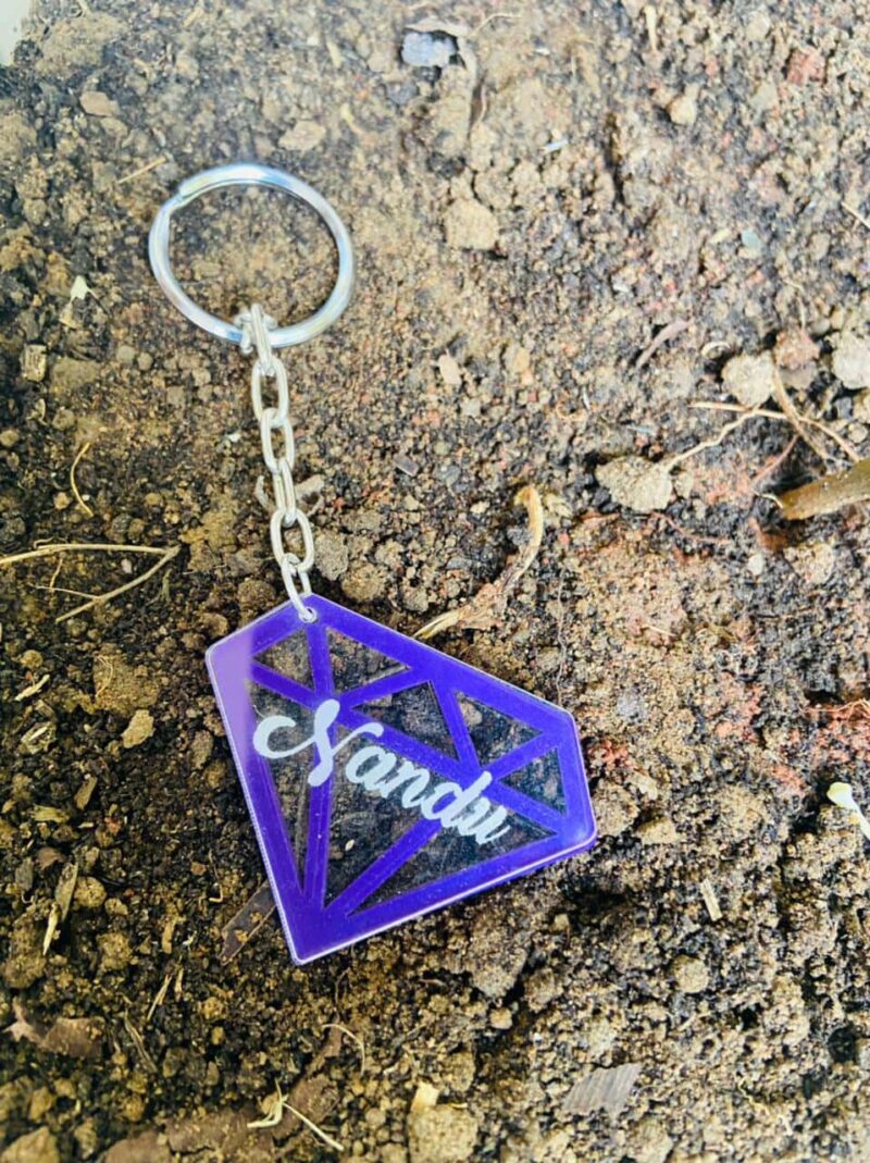 keychain diamond shaped name - Bubbly Decors