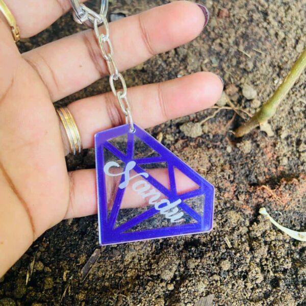 keychain diamond shaped name - Bubbly Decors