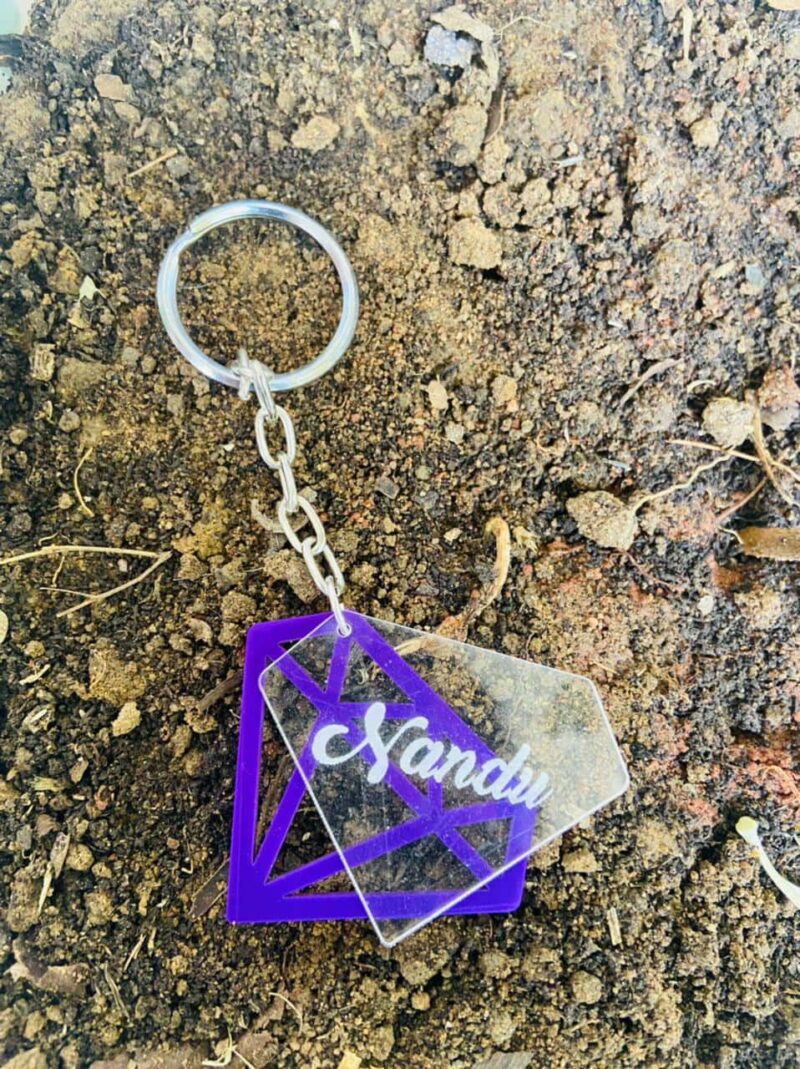 keychain diamond shaped name - Bubbly Decors