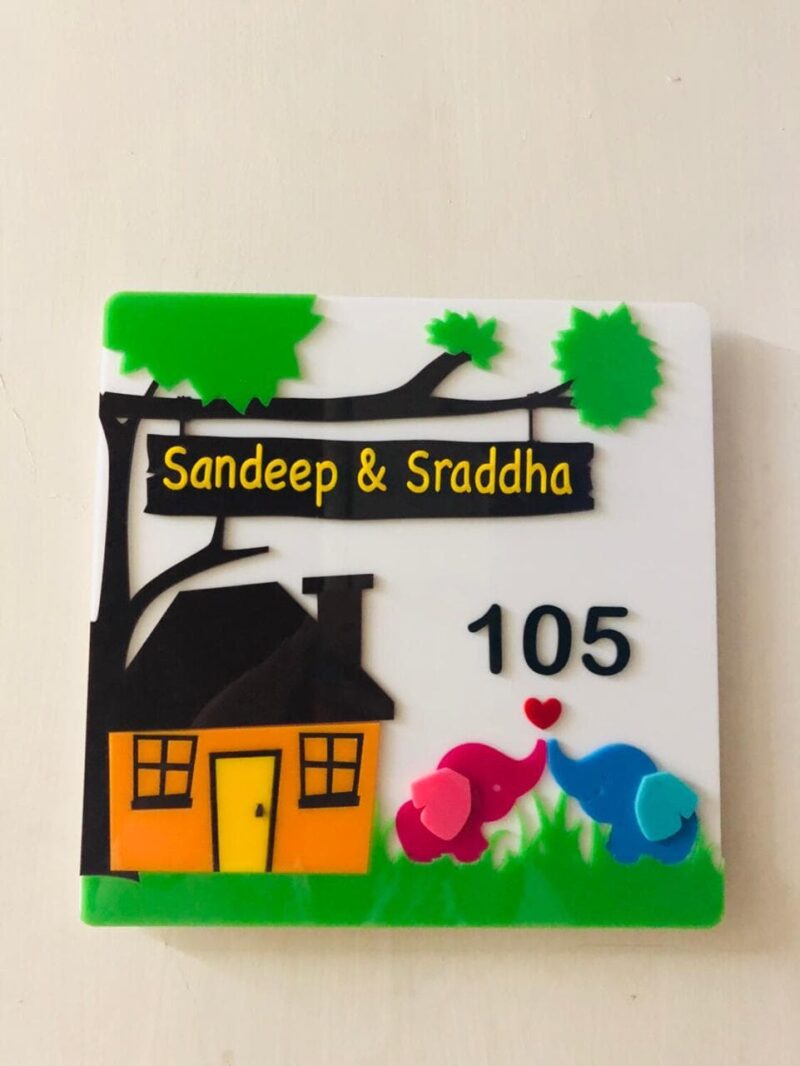 Name Board Elephants themed - Bubbly Decors