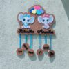 baby details frame two elephants themed - Bubbly Decors