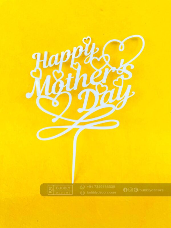 Mothers day cake topper white - Bubbly Decors