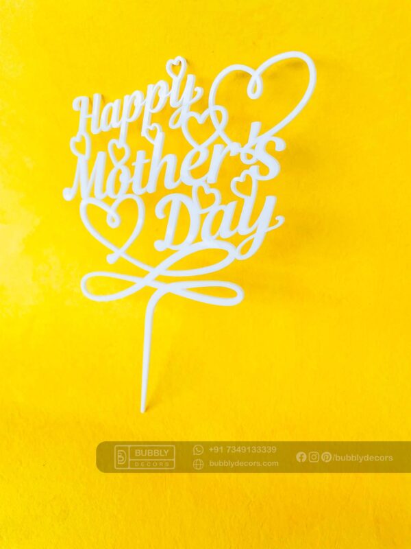 Mothers day cake topper white - Bubbly Decors