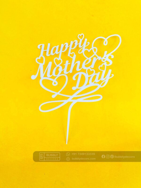 Mothers day cake topper white - Bubbly Decors
