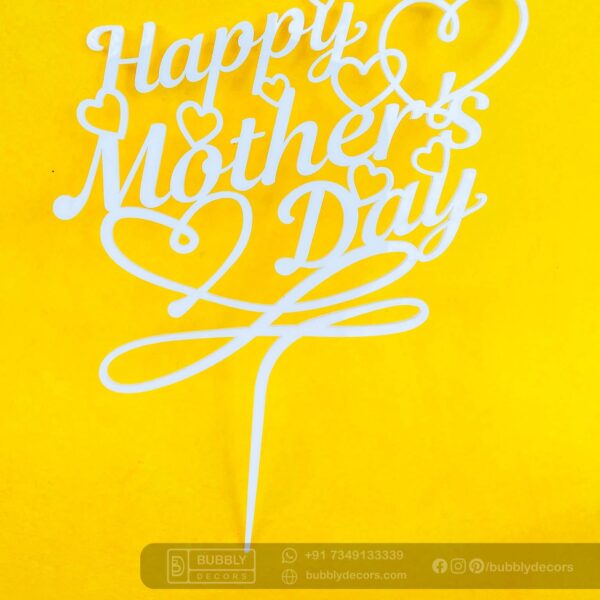 Mothers day cake topper white - Bubbly Decors