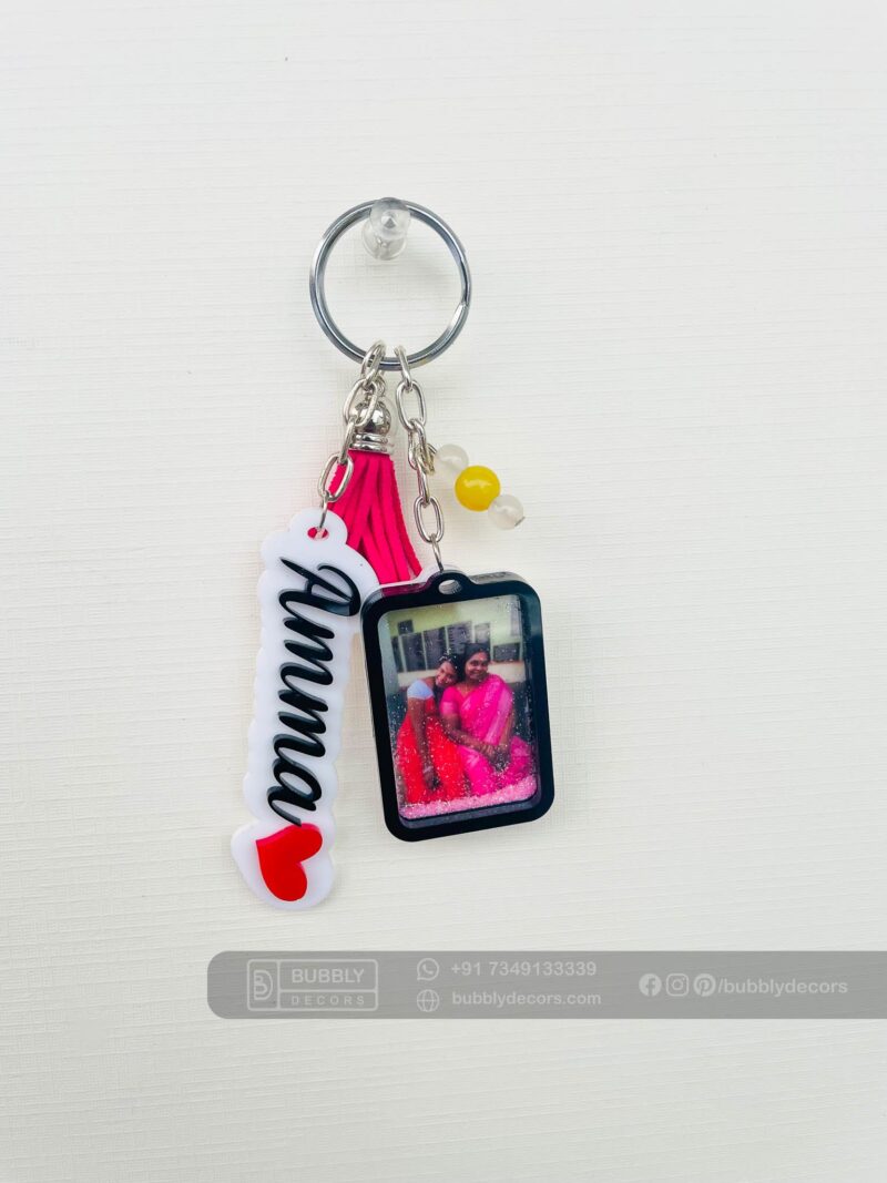 Name photo frame keychain - Bubbly Decors