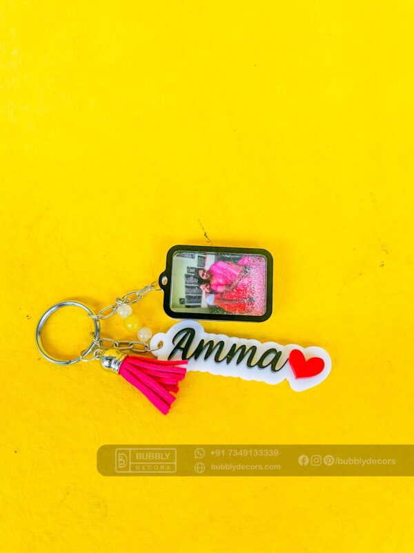 Name photo frame keychain - Bubbly Decors