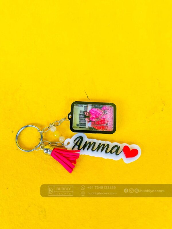 Name photo frame keychain - Bubbly Decors