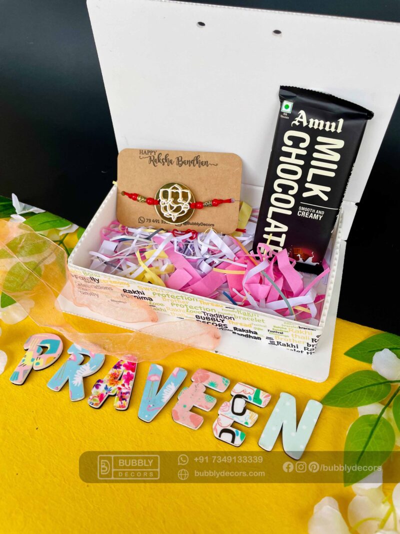 Alphabets magnets Rakhi Combo Hamper - Bubbly Decors