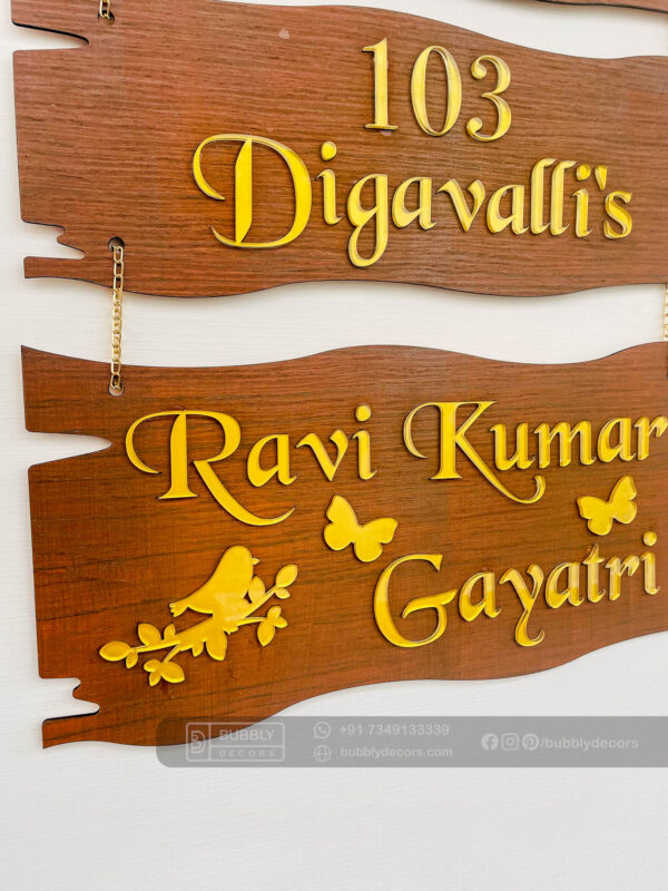 Name board wood 3 steps Venkateswara theme - Bubbly Decors