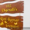 Name board wood 3 steps Venkateswara theme - Bubbly Decors