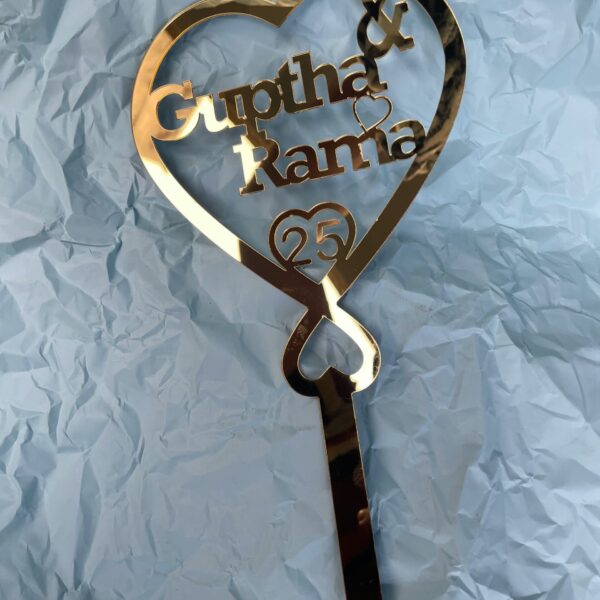 cake topper couple double heart - Bubbly Decors