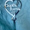 cake topper couple double heart silver - Bubbly Decors