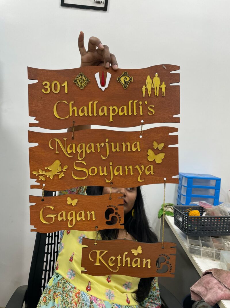 lord venkateswara themed name board - Bubbly Decors