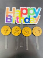 cake topper happy birthday and name - Bubbly Decors