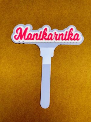name cake topper white and pink - Bubbly Decors
