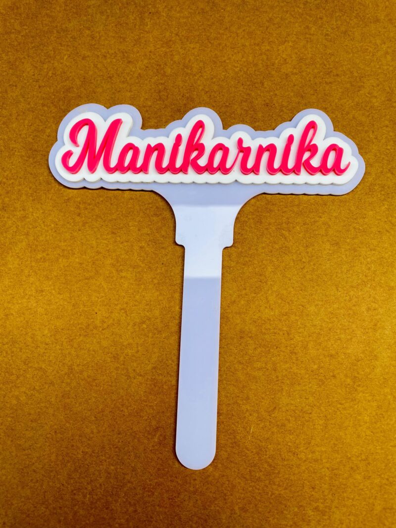 name cake topper white and pink - Bubbly Decors