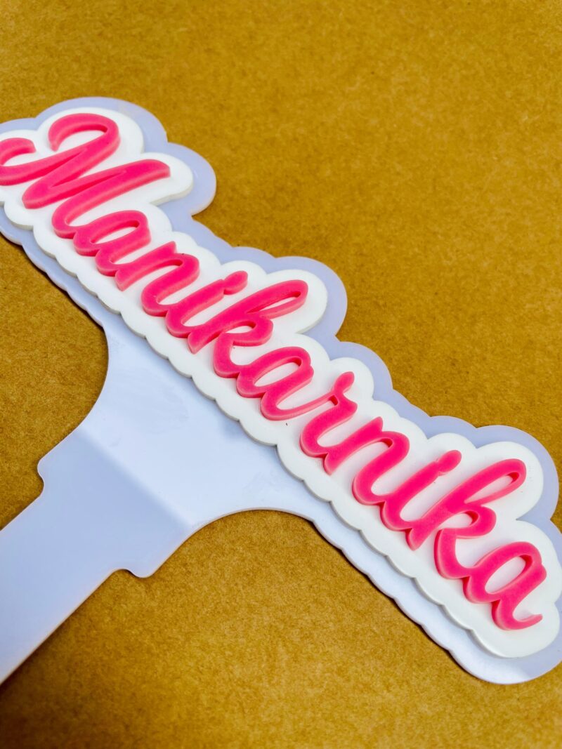 name cake topper white and pink - Bubbly Decors