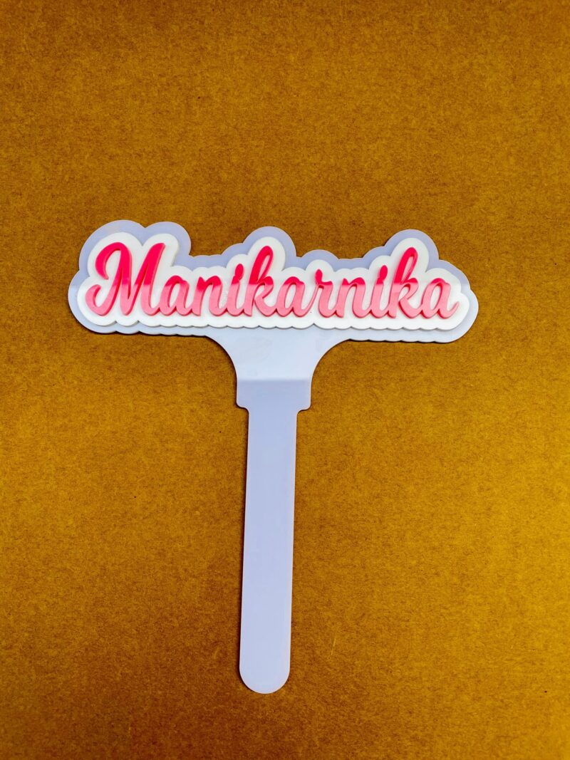 name cake topper white and pink - Bubbly Decors