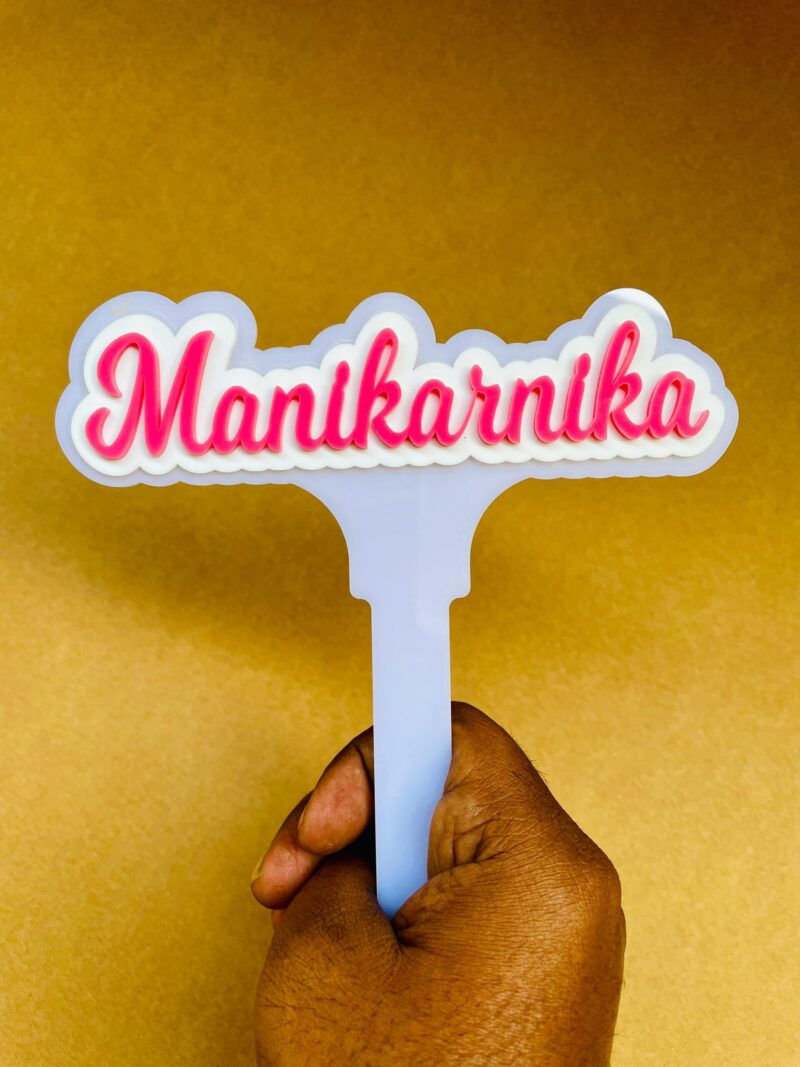 name cake topper white and pink - Bubbly Decors