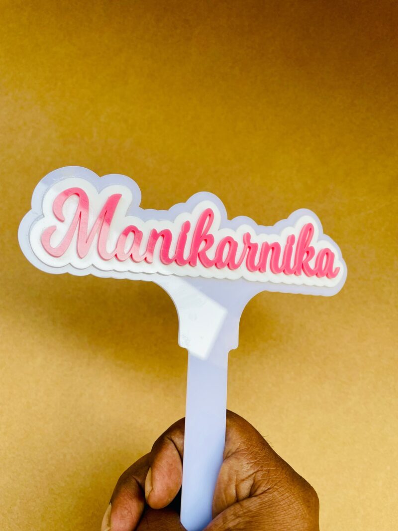 name cake topper white and pink - Bubbly Decors