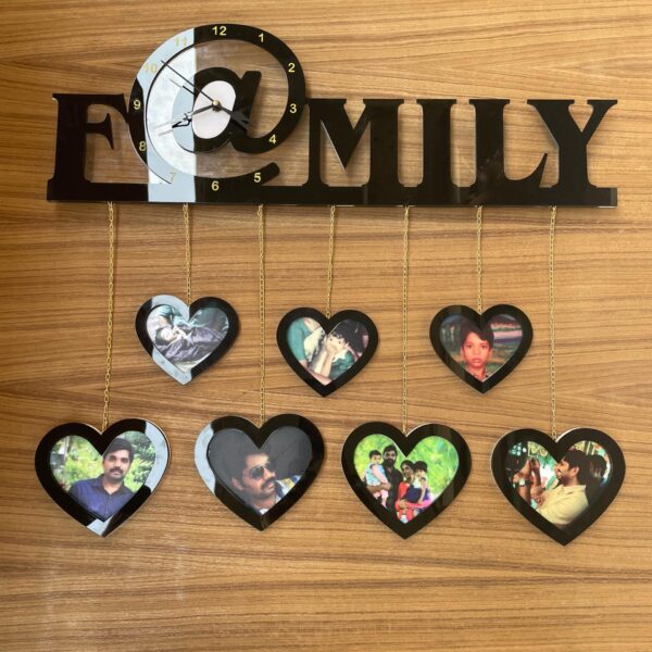wall clock with photos family - Bubbly Decors