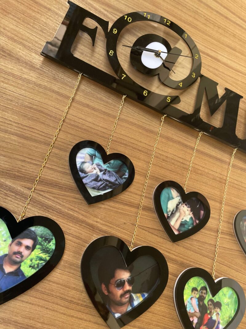 wall clock with photos family - Bubbly Decors