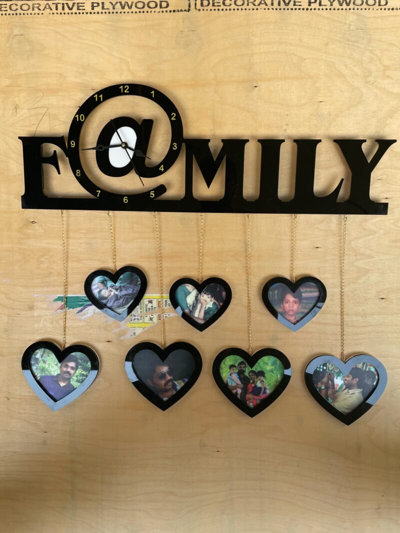 wall clock with photos family - Bubbly Decors