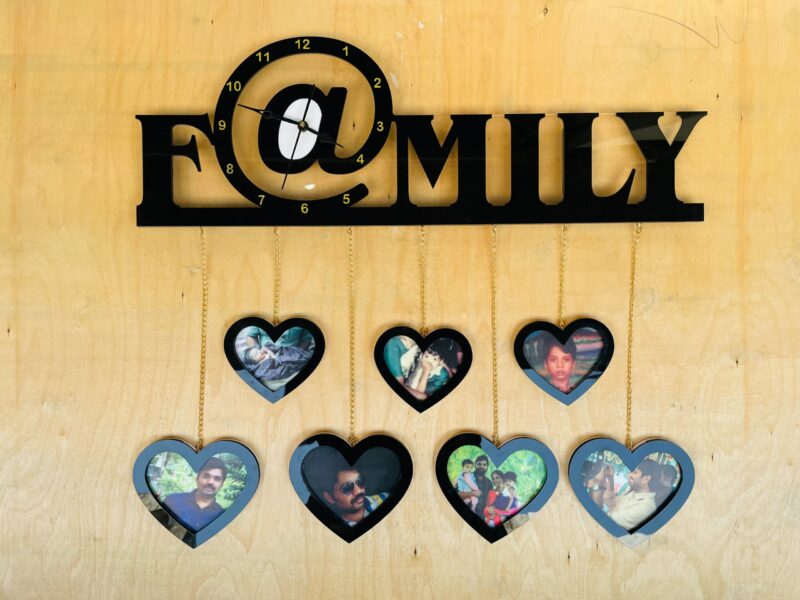 wall clock with photos family - Bubbly Decors