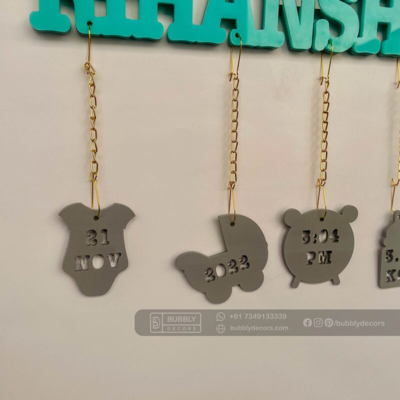 Baby details frame elephant theme - Bubbly Decors