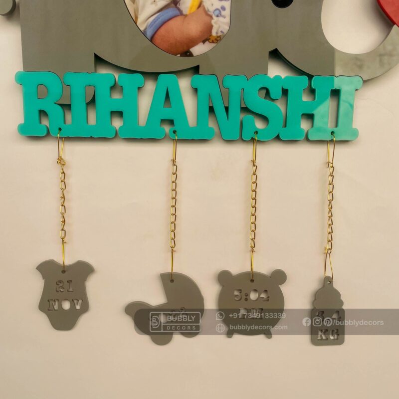 Baby details frame elephant theme - Bubbly Decors