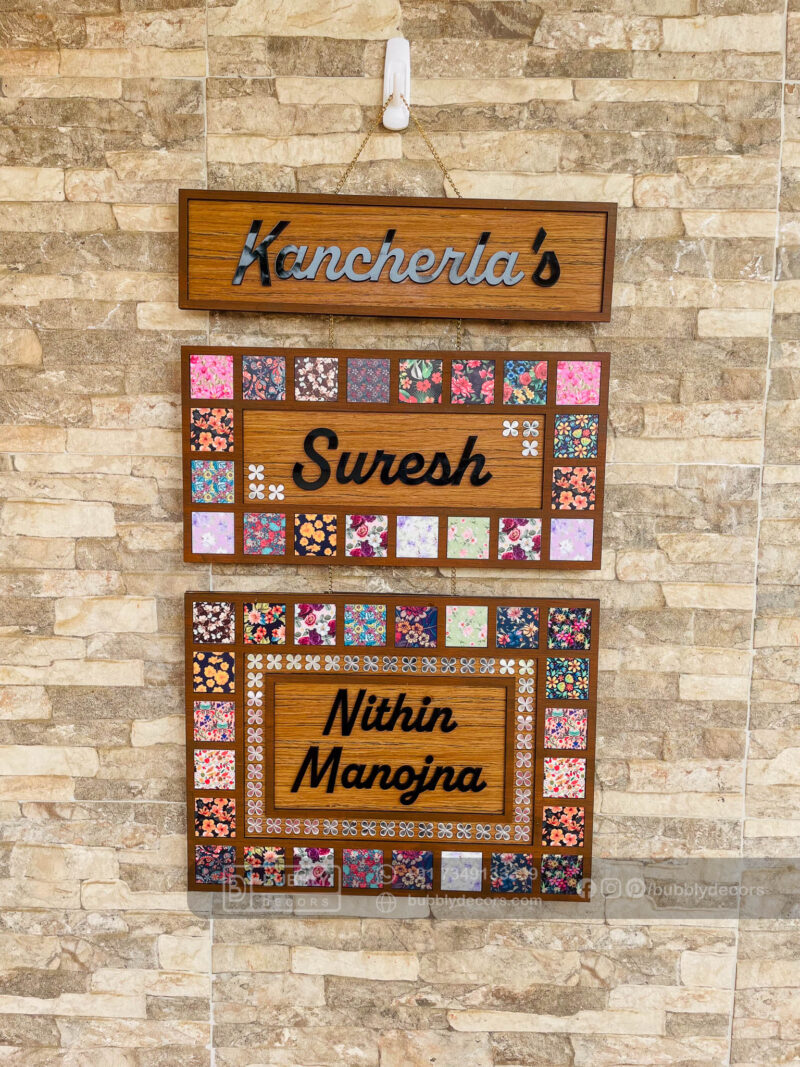 Name board with pattern tiles - Bubbly Decors