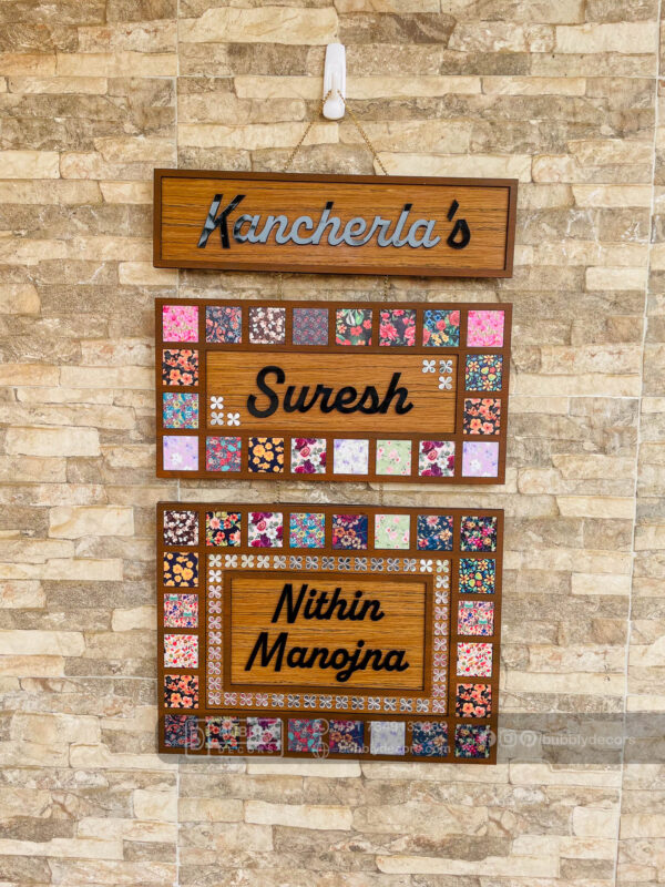 Name board with pattern tiles - Bubbly Decors