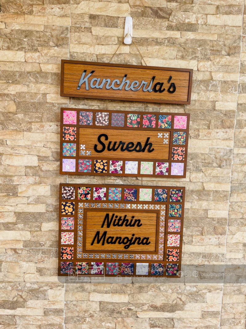 Name board with pattern tiles - Bubbly Decors