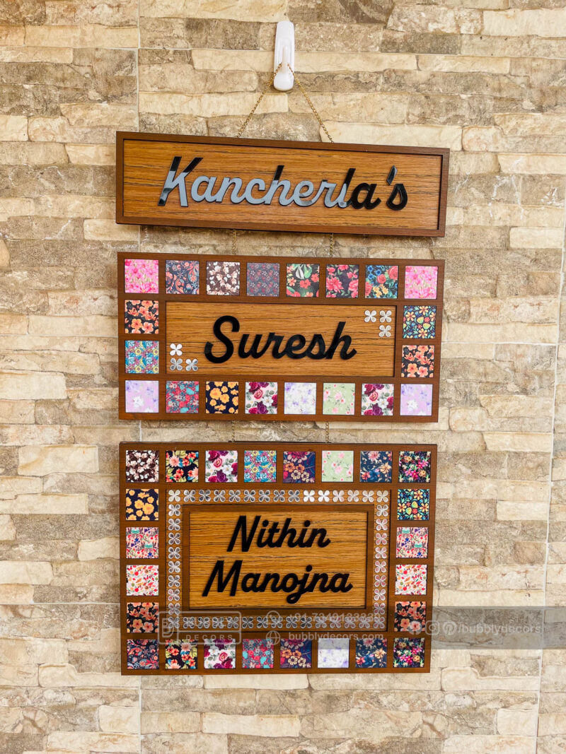 Name board with pattern tiles - Bubbly Decors
