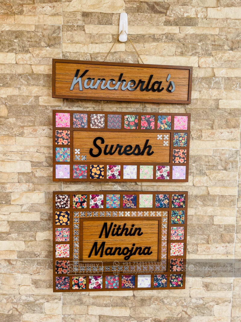 Name board with pattern tiles - Bubbly Decors