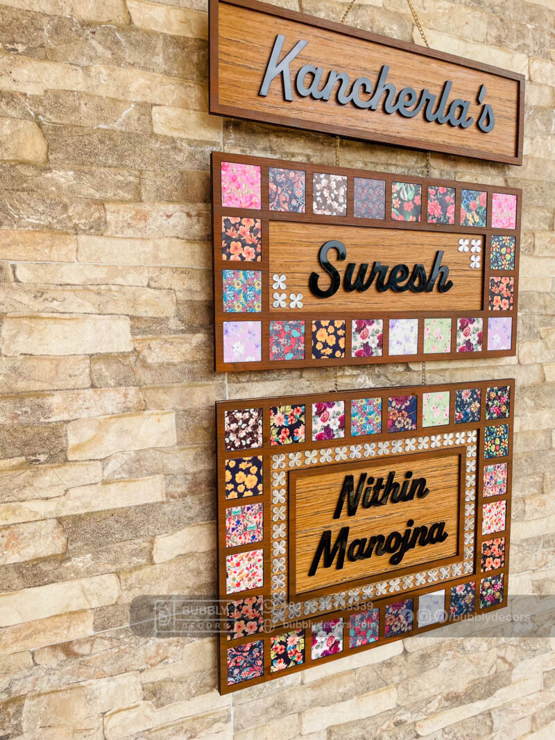 Name board with pattern tiles - Bubbly Decors