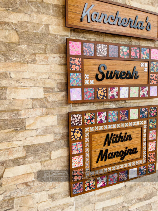 Name board with pattern tiles - Bubbly Decors