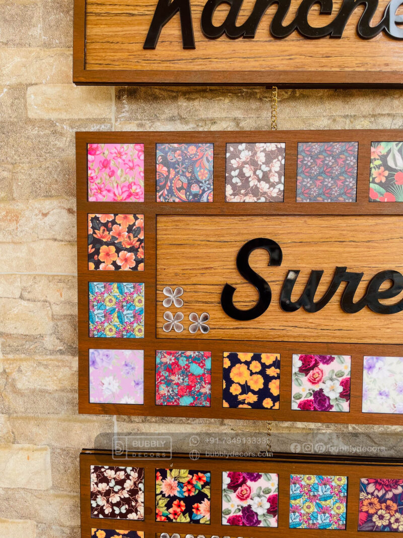 Name board with pattern tiles - Bubbly Decors