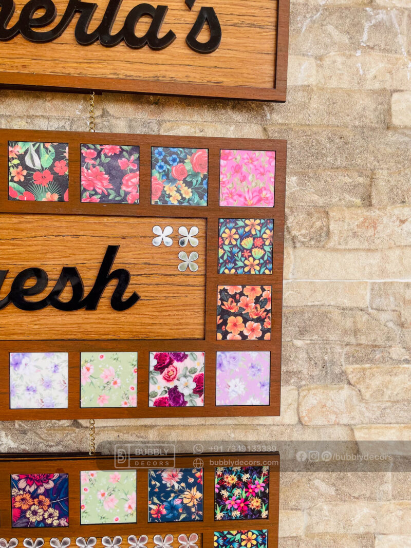 Name board with pattern tiles - Bubbly Decors