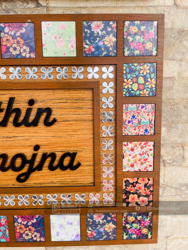 Name board with pattern tiles - Bubbly Decors
