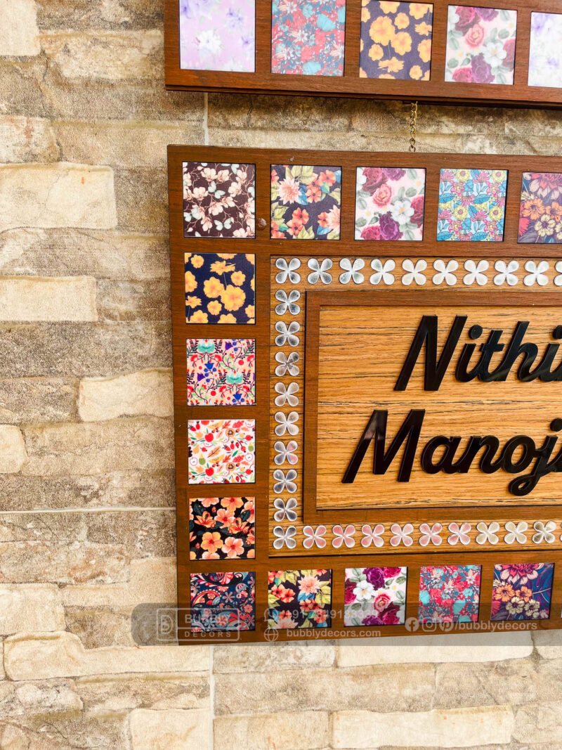 Name board with pattern tiles - Bubbly Decors