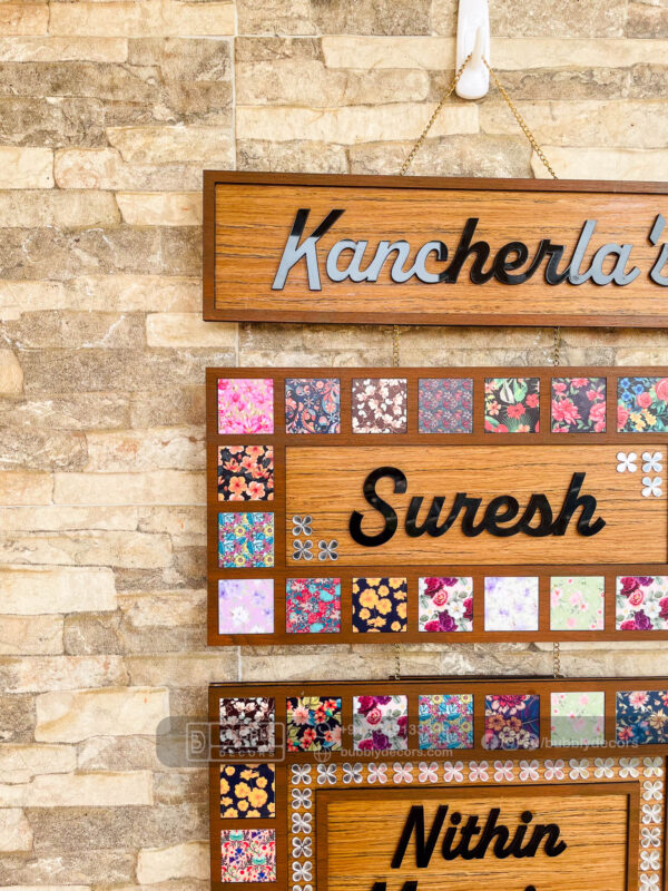 Name board with pattern tiles - Bubbly Decors
