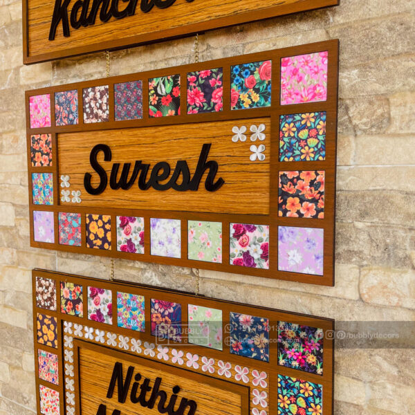 Name board with pattern tiles - Bubbly Decors