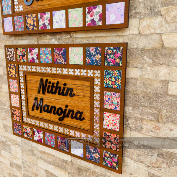 Name board with pattern tiles - Bubbly Decors