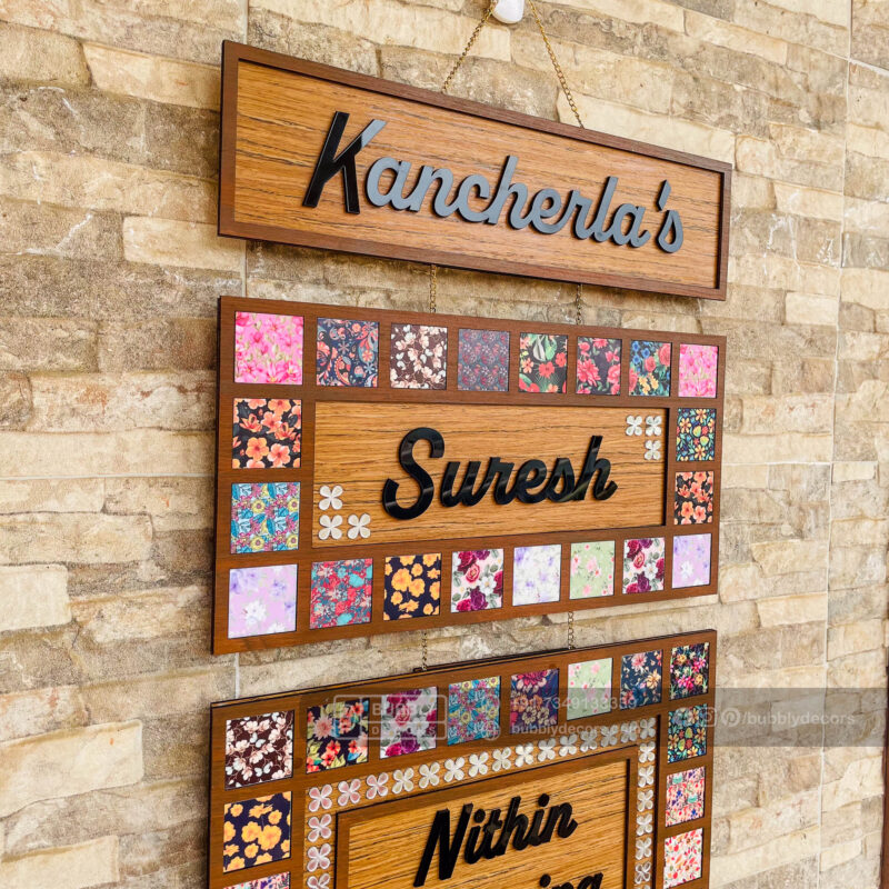 Name board with pattern tiles - Bubbly Decors