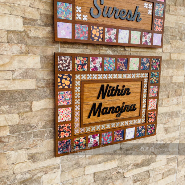 Name board with pattern tiles - Bubbly Decors