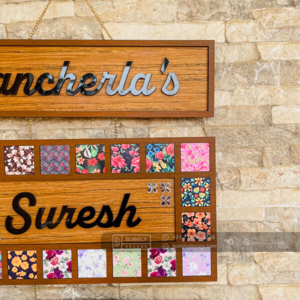 Name board with pattern tiles - Bubbly Decors