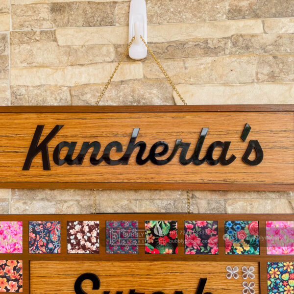 Name board with pattern tiles - Bubbly Decors