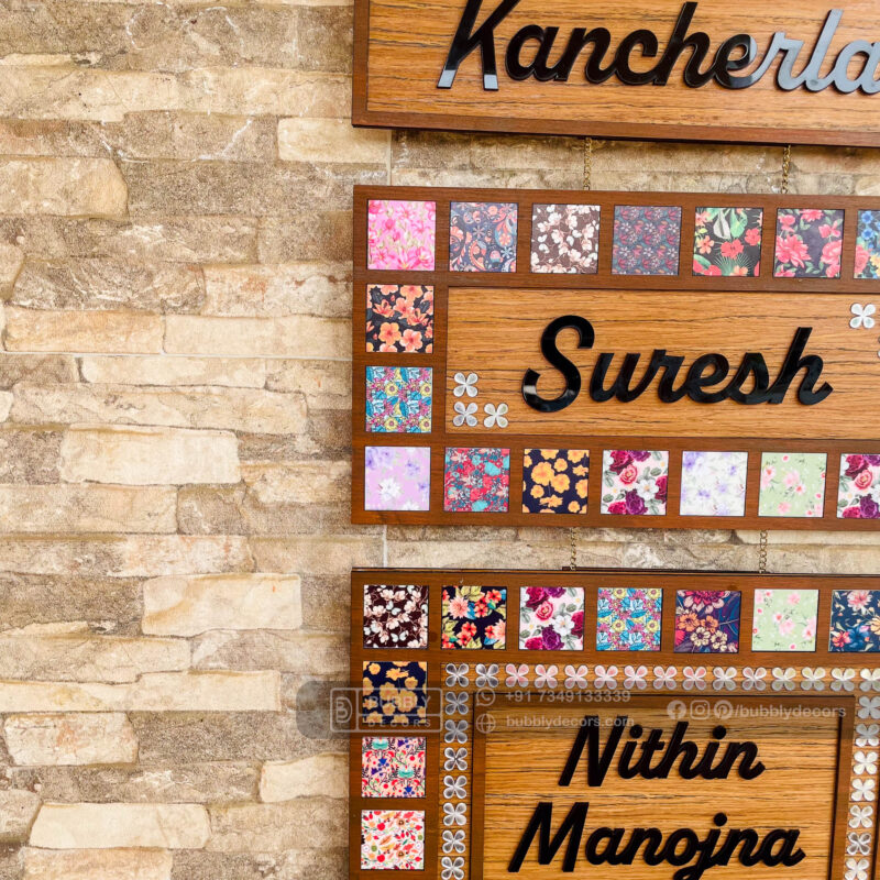 Name board with pattern tiles - Bubbly Decors